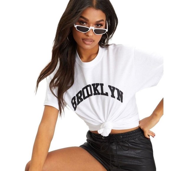 PrettyLittleThing Tops - PrettyLittleThing Brooklyn Boyfriend Tee